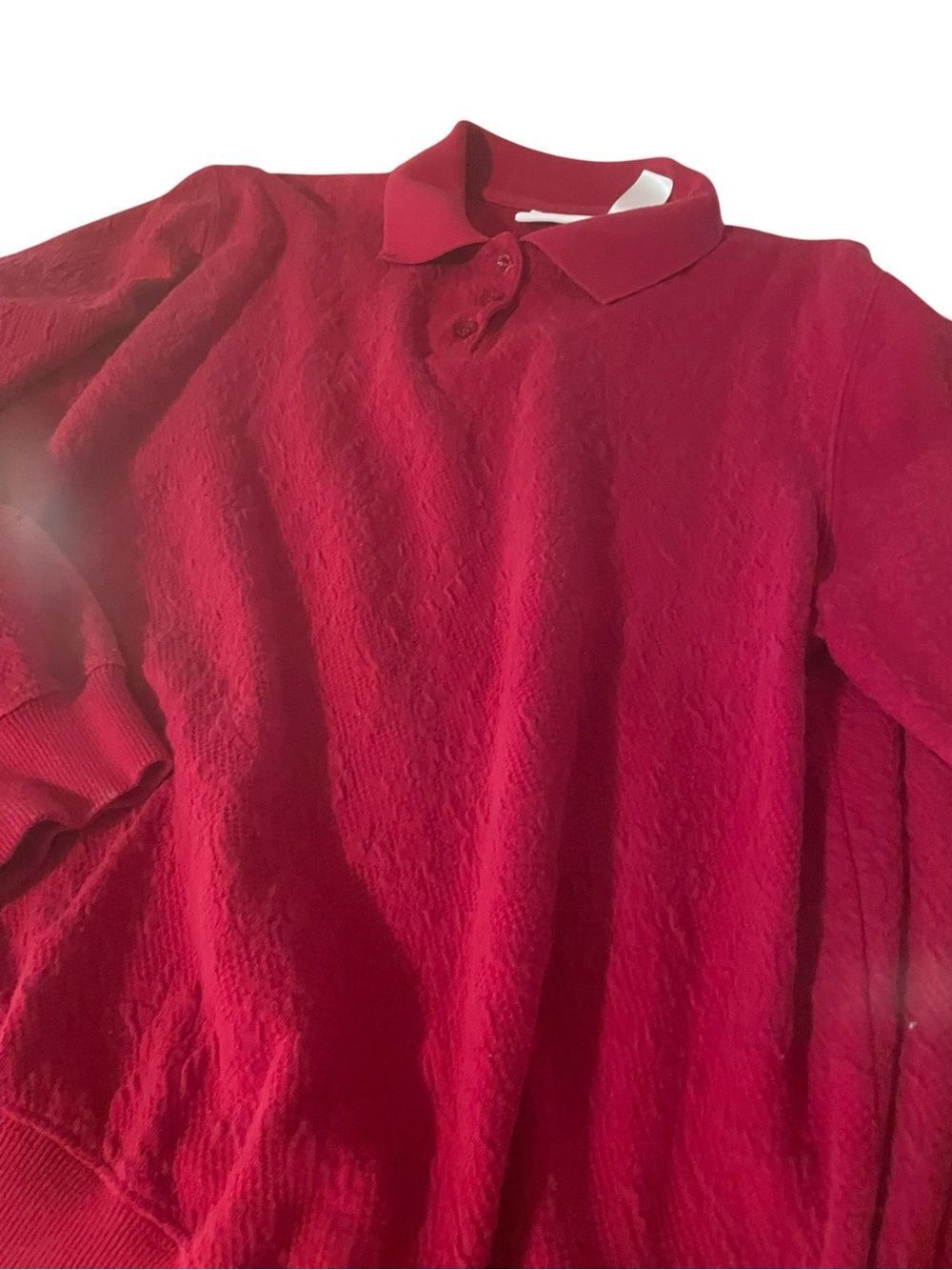 Alfred Dunner Red Textured Polo Sweater